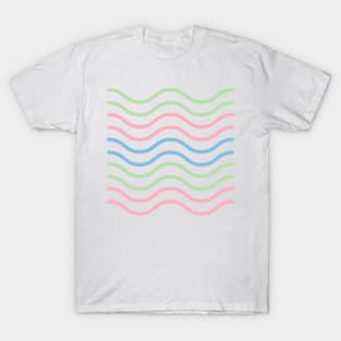 blue green pink water waves design T-Shirt